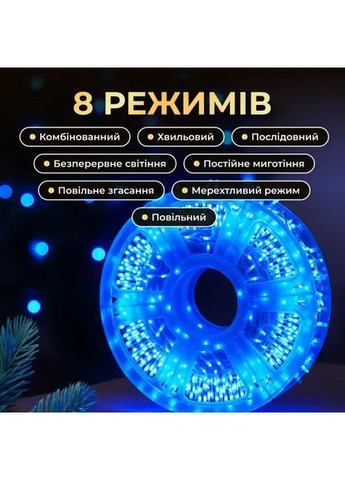 Гирлянда-нить Роса Хвойная лапа 1500 LED 50 метров белая нить, синий No Brand (369157789)