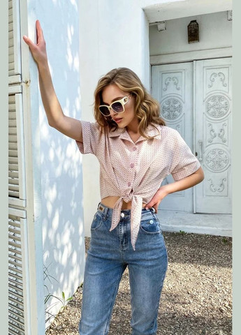 Розовая повседневный рубашка с абстрактным узором Seventeen с коротким рукавом