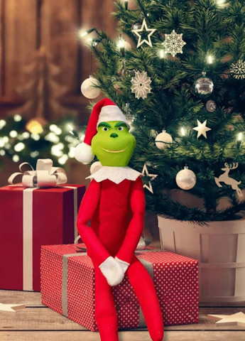 Новорічна іграшка фігурка прикраса для ялинки на полицю з персонажем Грінчем текстиль пластик 30 см (478956-Prob) Червоний Unbranded (315012004)