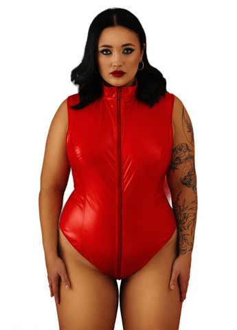 Лакированный комбидресс красный “Дерзкая Стелла” XXL, молния на все тело D&A (303905395)