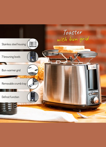 Тостер AD 3214 900Вт/ 2 отделения/7 режимов поджаривания/размораживания/подогрев булочек Adler (347174618)