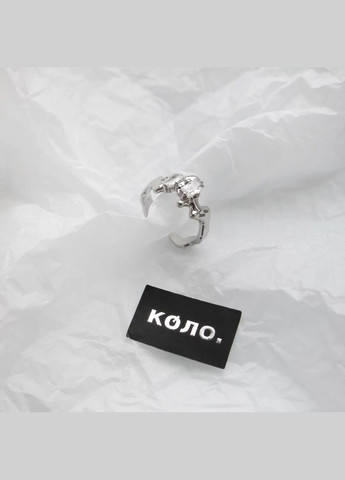 Кольцо Зазеркалье серебристая асимметричный гранж дизайн с двумя кристалликами регулируемое винтаж эстетика киберпанк y2k тренд No Brand (321970927)