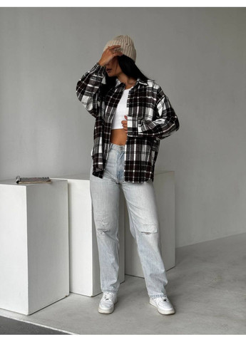 Коричневая повседневный рубашка в клетку KaraMix с длинным рукавом