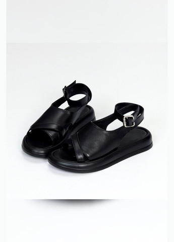 Жіночі чорні босоніжки шкіряні натуральні чорного кольору сандалі шкіра Viki босоніжки (290187056)