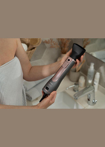 Фен-щітка Brush Pink Touch, 1200Вт, 2 швидкості, 2 темп. режими, LED-дисплей, функція іонізації, 4 насадки, сірий+ рожевий Ardesto (324268496)
