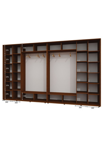 Шафа-купе чотиридверна 380*60*240 Горіх лісовий 2 ДСП/2 Дзеркала з піскострумним малюнком Алекса (360442125)