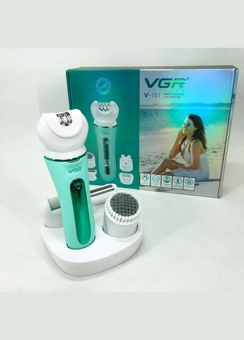 Епілятор 5 в 1 V-751, 5 насадок. Колір: зелений VGR (364666117)