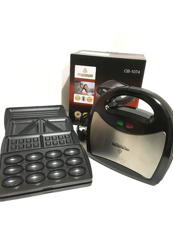 Мультимейкер 4в1 CB-1074 электрическая вафельница орешница сэндвичница бутербродница бельгийская Crownberg (297331171)