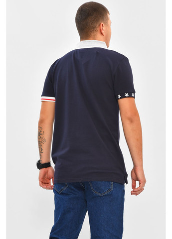 Темно-синя футболка чоловіча поло темно-синього кольору з принтом Let's Shop