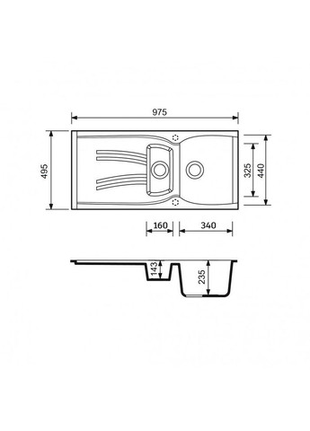 Кухонна мийка кварцева 975х495х235мм, прямокутна NEW LINE PLUS Теракотовий (32380975495) Adamant (370769864)