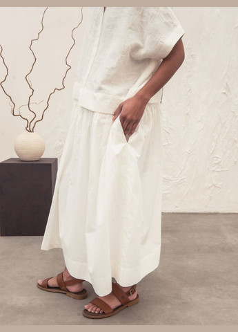Білий кежуал, повсякденний, пляжна, коктейльна, святковий біла сукня-трансформер з бавовни та льону оверсайз, з пишною спідницею, сукня-трансформер, сукня-сорочка HankaKohana однотонна