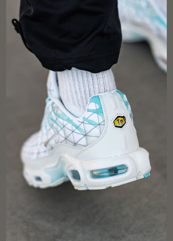 Білі Осінні кросівки чоловічі і жіночі nike air max tn plus white blue | найк аір макс тн плюс білі блакитні No Brand