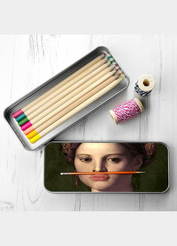 Органайзер для канцелярського приладдя металевий,кейс для дрібниць картина мем арт 7*18 см Silver No Brand (309153796)