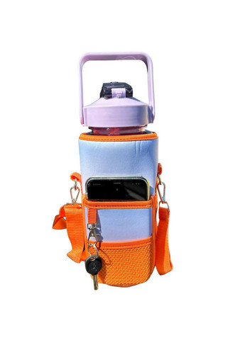 Оранжевая,герметичная, спортивная бутылка в оранжевом противоударном чехле, с соломинкой внутри.2000 м No Brand (270856076)