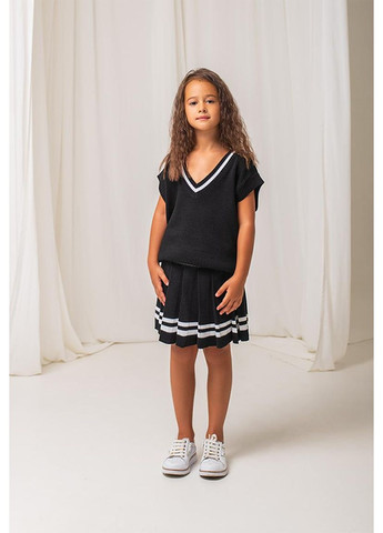 Черная кэжуал однотонная юбка Art Knit плиссе