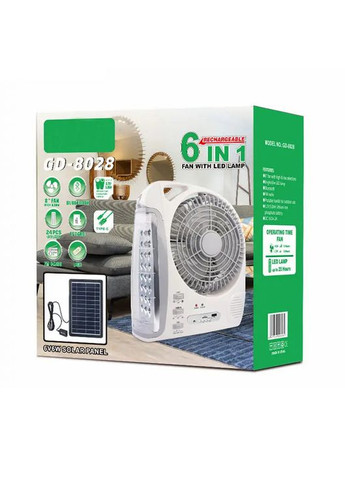 Портативный вентилятор с солнечной батареей с LED фонарем и радиоприемником 2 скорости мини кондиционер 6 в 1 (S4101) Home (361161971)
