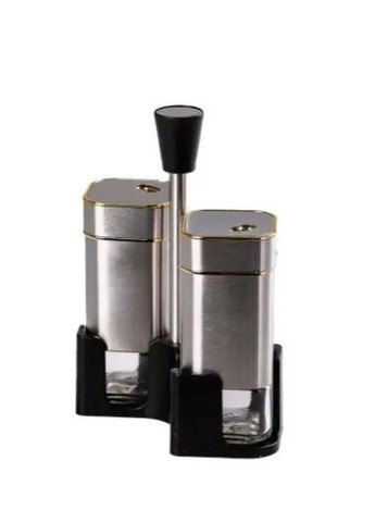 Органайзер набор Condiment Set для специй на подставке с 2 баночки для соли и перца по 120 мл Серебряный No Brand (379999147)