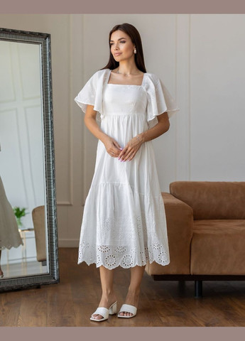 Білий біла сукня з бавовни 111734 No Brand