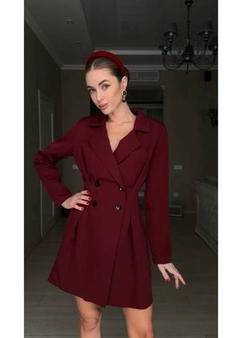 Бордовое платье-пиджак, из костюмной ткани,, р. (ст. 0753ir) No Brand