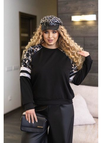 Черный женский свитшот со вставками Fashion (360603332)