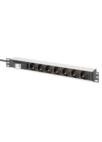 Пристрій розподілу електроживлення 1U, 7xSchuko, 16A, 250V, автомат, вилка Schuko Digitus (393455986)