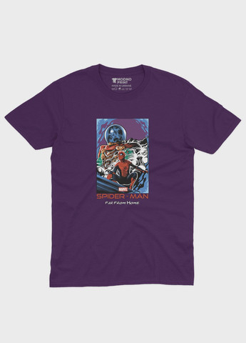 Фиолетовая демисезонная футболка для девочки с принтом супергероя - человек-паук (ts001-1-dby-006-014-036-g) Modno