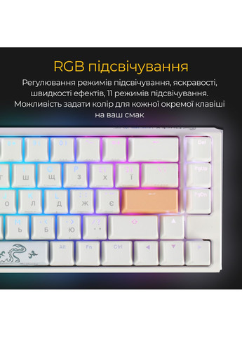 Клавіатура One 3 SF Cherry MX Red RGB UA USB White (DKON2167ST-RUAPXPWWWSC1) Ducky (363834157)