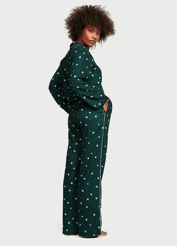 Зелена всесезон піжама flannel long pajama set фланелева (сорочка+штани) m зелена Victoria's Secret