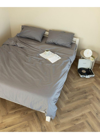 Постельное белье Темно-серый, сатин PREMIUM Полуторный размер, наволочки 50/70 No Brand (364218700)