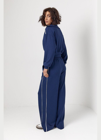 Спортивный костюм с коротким худи на молнии и прямыми штанами - черный Lurex (324392736)