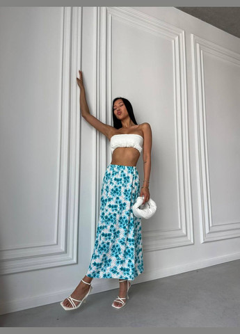 Мятная повседневная цветочной расцветки юбка Garna клешированная