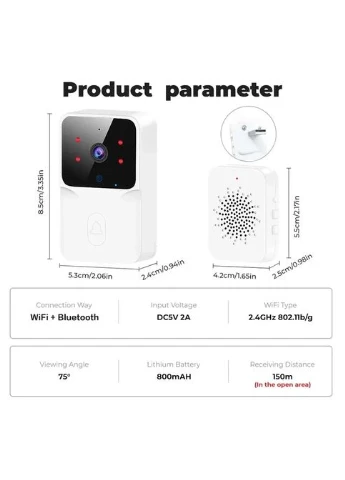 Дверной звонок с камерой ML 1 T-White Wi-Fi видеодомофон TUYA (368788657)