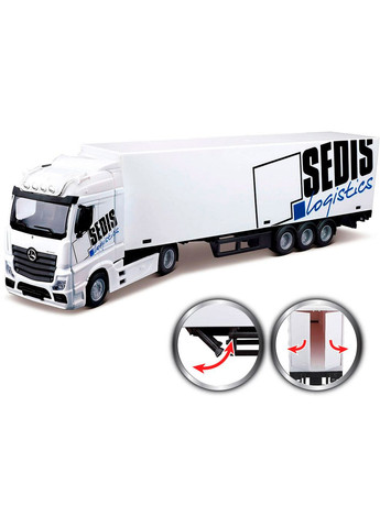 Ігровий набір Фура Mercedes-Benz Actros c навантажувачем, 1:43, білий Bburago 18-31471 (331860582)