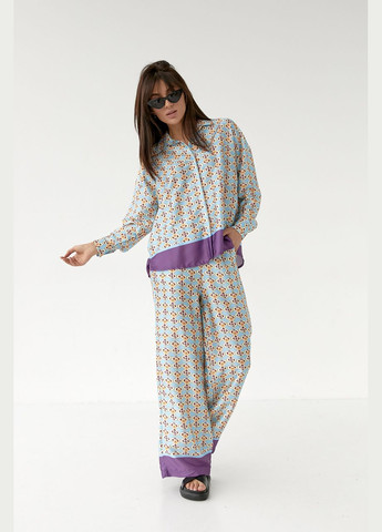 Атласний женский костюм в пижамном стиле 9216 Lurex (280909958)