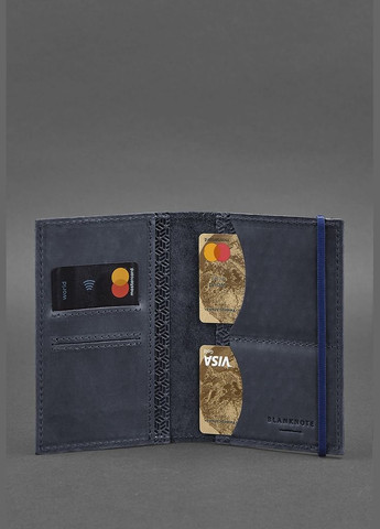 Шкіряна обкладинка для паспорта 2.0 Карбон синя (A-026217) BlankNote (329743028)