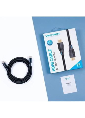 Кабель Cotton Braided 8K HDMI-HDMI v2.1 Cable 1M Black (AAUBF) (AAUBF) Vention Cotton Braided 8K v2.1 (372677931)
