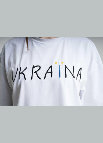 Женская вышитая футболка белого цвета в современном стиле "Украина" L-XL Melanika g-100 (285763839)