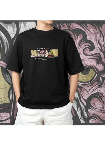 Чорна футболка для підлітка хлопчика з принтом ван пис luffy wano kingdom розмір anime10251 No Brand