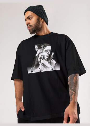 Черная мужская футболка оверсайз urban черная высокая плотность с длинным рукавом Mishe