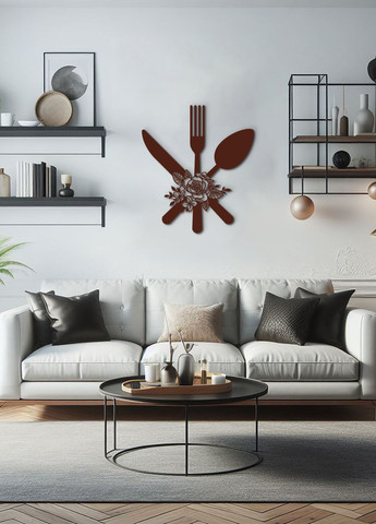 Сучасна картина на кухню, декор в кімнату "Столові прибори", оригінальний подарунок 20х23 см Woodyard (291882483)