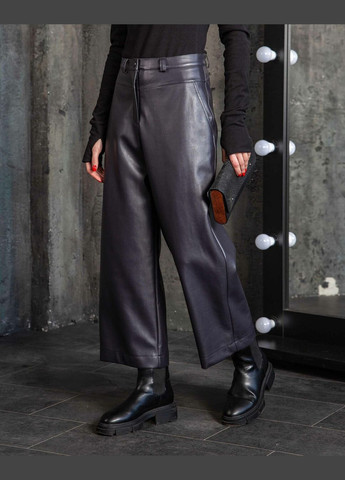 Жіночі брюки-кюлоти з екошкіри з кокеткою на талії (БР 1122) RiMari (365729558)