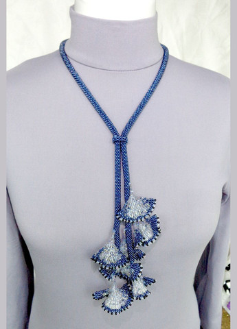 Лариат из бисера ручной работы "Синий Веерок" No Brand (358224300)