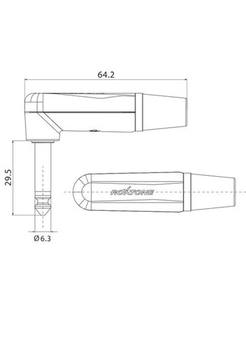 Разъем PJ2RX-BG Jack 6,3 plug (mono) угловой ROXTONE (326743890)