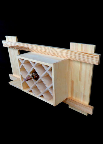 Настінна винна полиця з дерева Майбара бланже (ПНК-007901) No Brand (327425824)