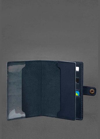 Шкіряна обкладинка-портмоне для військового квитка 15.0 темно-синя Crazy Horse (A-027878) BlankNote (329186862)