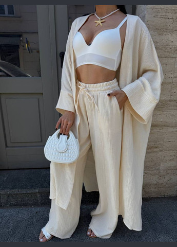 Бежевый комплект из натуральной ткани Luna