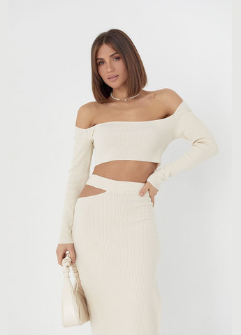 Трикотажний костюм у рубчик зі спідницею та кроп-топом Liton (296658564)