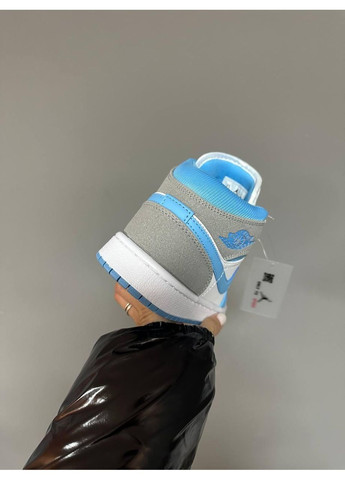 КРОССОВКИ ЖЕНСКИЕ NIKE AIR JORDAN 1 MID BLUE GREY PREMIUM НАЙК АИР ДЖОРДАН No Brand серые демисезоны (367175780)