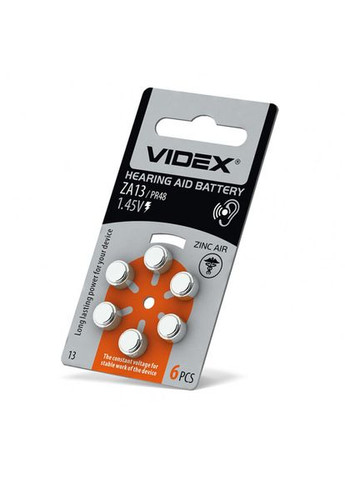 Батарейка воздушно-цинковая ZA13 (PR48) BLISTER 6 Videx (361068827)