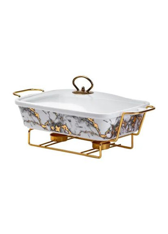 Настільна мармітниця 1,5 літра порцелянова прямокутна для других страв сервірувальний посуд ProDobro (364193320)